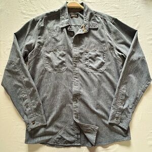 Orvis Button Up Shirt Mens L Tall Gray Chambray Fishing Outdoor Long Sleeve